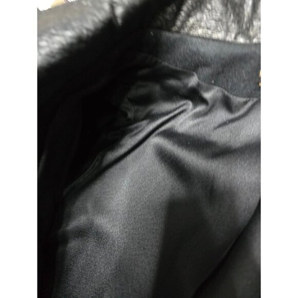 Vintage Black Wool Leather Trim Overcoat Classic - Picture 15 of 16
